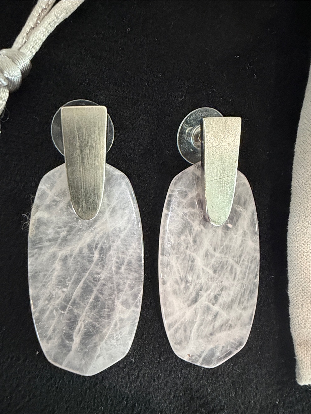 Silver-Tone & Frosted Rose Drop Earrings Statement Kendra Scott Earrings